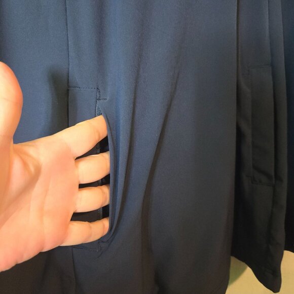 The North Face rain poncho womens Small Blue w/Purple lining hooded. - Picture 6 of 10